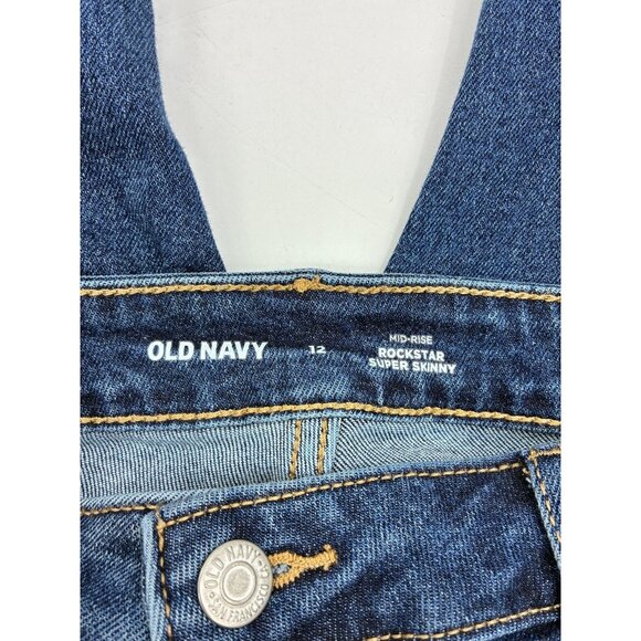 Old Navy Women’s Size 12 Mid Rise Rockstar Super Skinny Blue Denim Jeans Pants - Picture 4 of 7